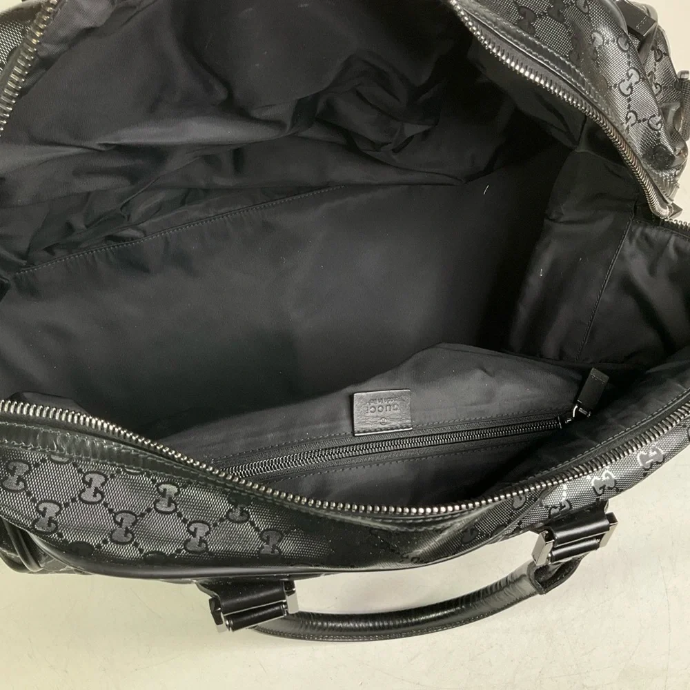 Gucci Imprime GG Logo Black Coated Canvas Large Duffle Bag